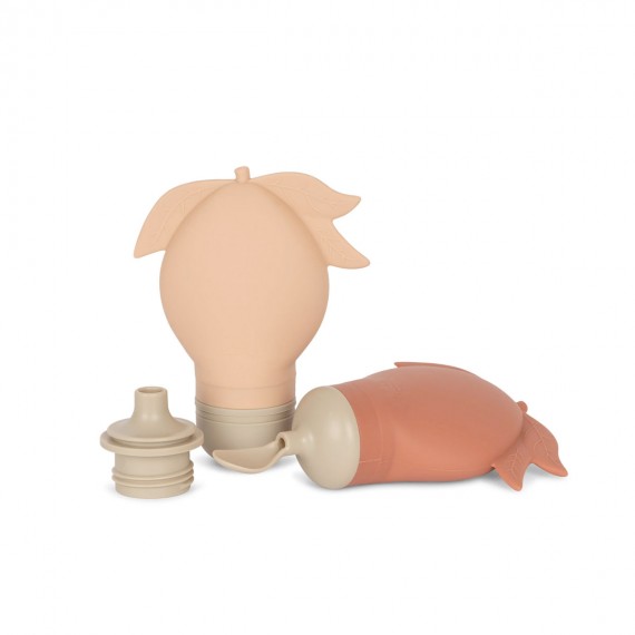 Konges Slojd - Lot de 2 poches de smoothie en silicone - copper brown/rose sand