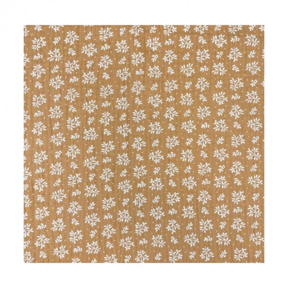 Les Juliettes - Couverture double gaze + polaire Doudou fleur caramel