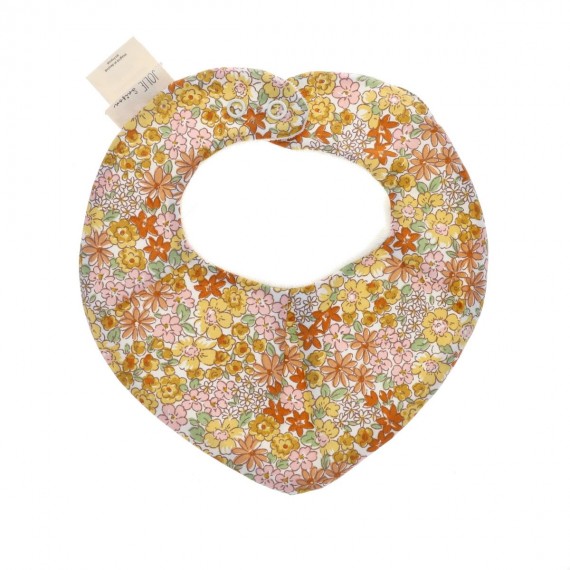 Bébé d’amour - Bavoir bandana éponge fleuri rose et jaune