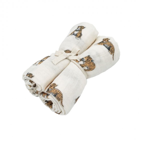 Milinane - GASPARD Lot de 2 Langes Tigre