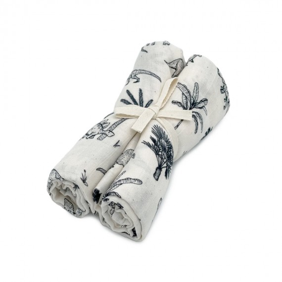 Milinane - GASPARD Lot de 2 Langes Baby t-rex