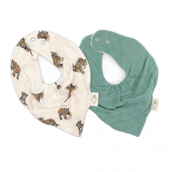 Milinane - Lot de 2 bavoirs bandanas Tigre - MAËL