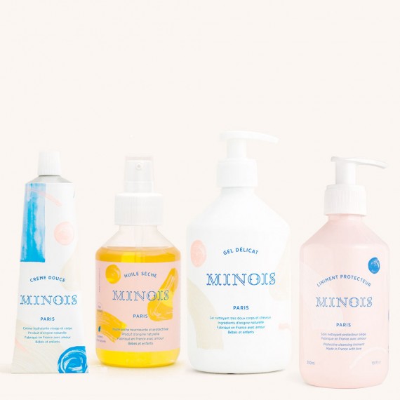 Minois Paris - Coffret soins gel délicat 500ml + huile sèche + liniment protecteur + crème douce