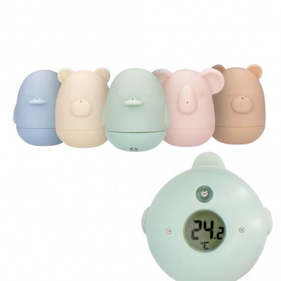 Alecto - Ensemble de cinq jouets de bain colorés avec thermomètre