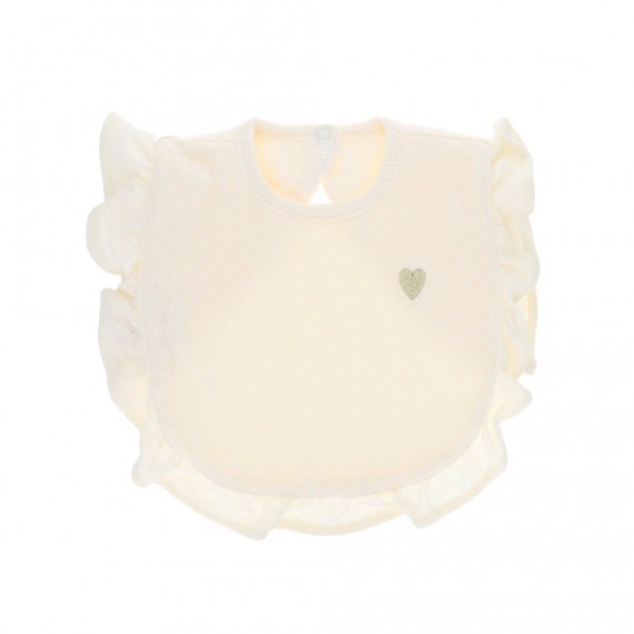 Amande - Bavoir froufrous crème pointelle