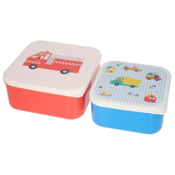Pause goûter - Lot de 2 boîtes à goûter véhicules et chiens - Croquette