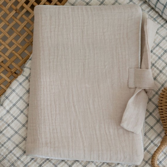 Oh la la - Protège carnet de santé personnalisable double gaze beige