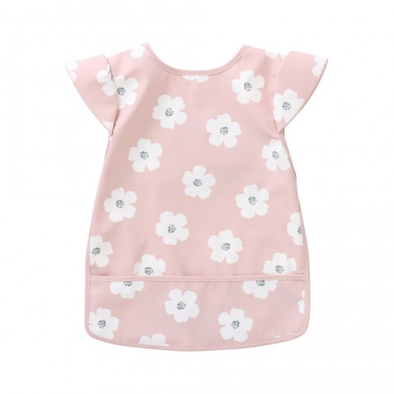 BB&Co - Bavoir intégral en tissu imperméable fleurs rose et blanc