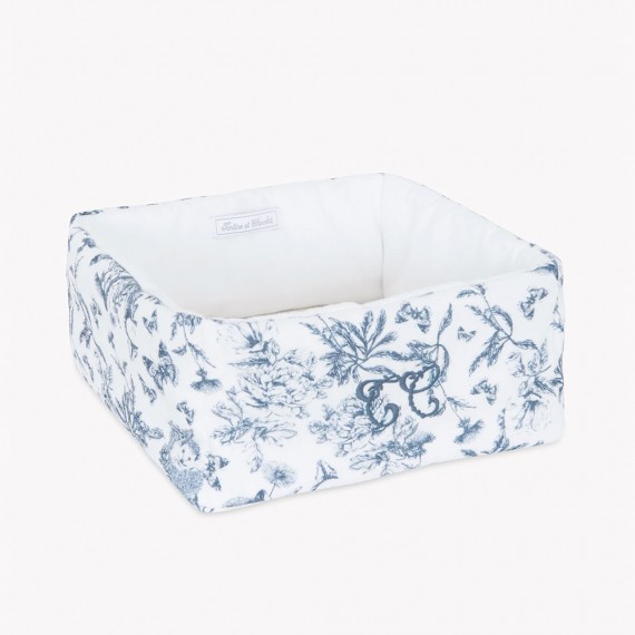 Tartine et Chocolat - Panière Imprimé inspiration toile de jouy bleu