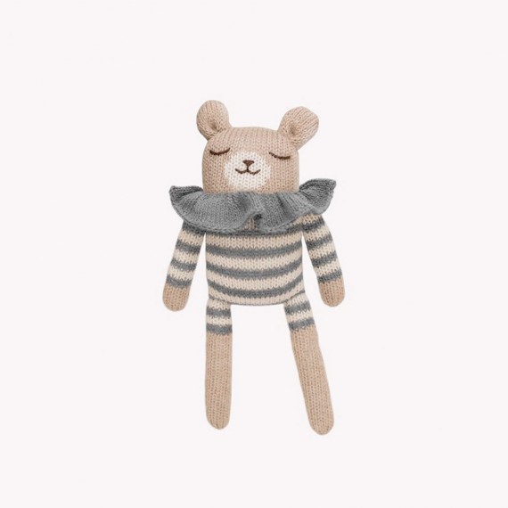 Main Sauvage - Doudou ourson - combishort rayé ardoise