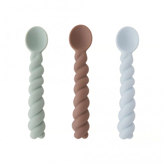 Oyoy Living - Cuillère Mellow - Lot de 3 Dusty Blue-taupe-pale menthe