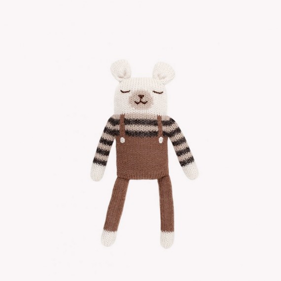 Main Sauvage - Doudou ours polaire - salopette noisette