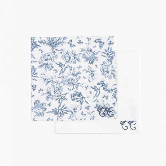 Tartine et Chocolat - Lot de 2 langes Imprimé inspiration Toile de Jouy bleu