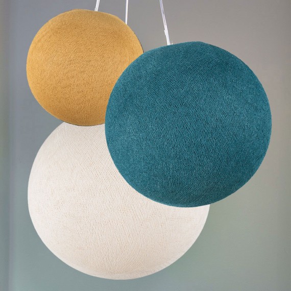 La Case De Cousin Paul Suspension Triple Globe M Ivoire S Bleu Canard Xs Moutarde