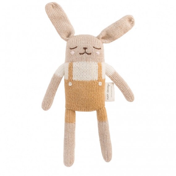 Main Sauvage - Doudou Lapin en salopette - Moutarde