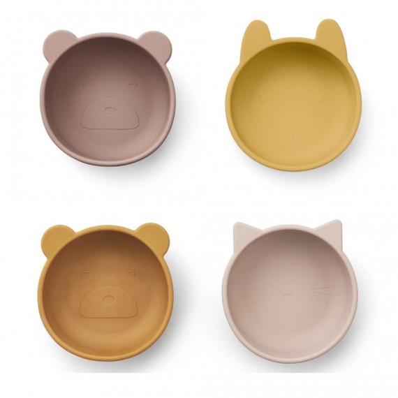 Liewood - Set de 4 bols en silicone Iggy - Rose mix