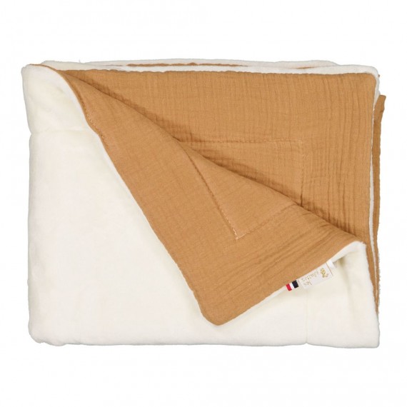 Les Juliettes - Couverture double gaze caramel + polaire