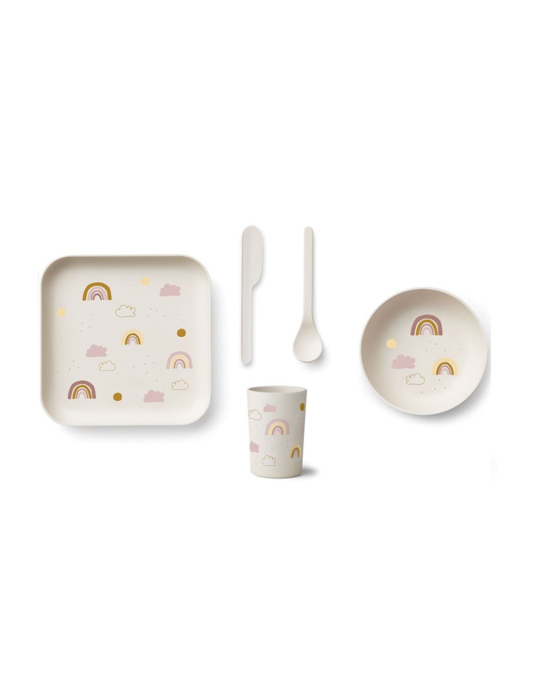 Liewood Coffret Repas En Bambou Aiko Rainbow Love Sandy