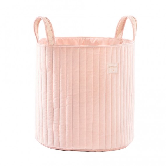 Nobodinoz - Panier Savanna velvet toy bag bloom pink