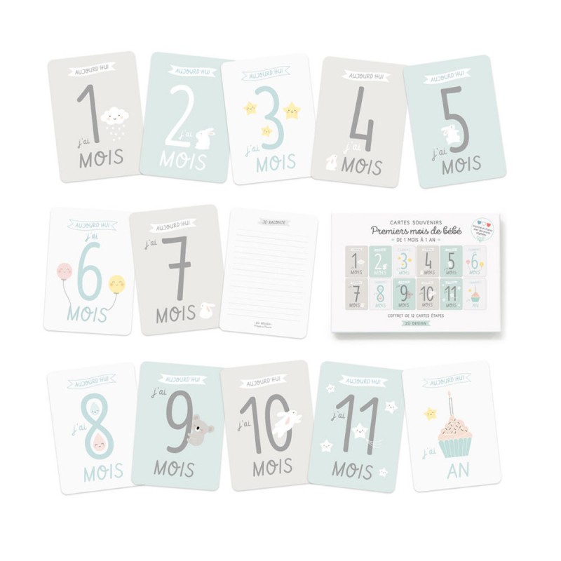 Zu Kit Premiers Mois De Bebe Cartes 12 Etapes