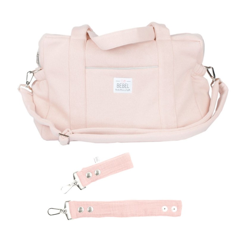 Bebel - Pack Sac à langer Jersey 24H rose poudré + attaches Poussette -  New Jersey rose poudré