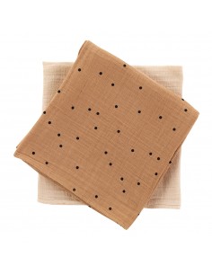 Bonjour Little - Lot de 2 petits langes dots nut et nude