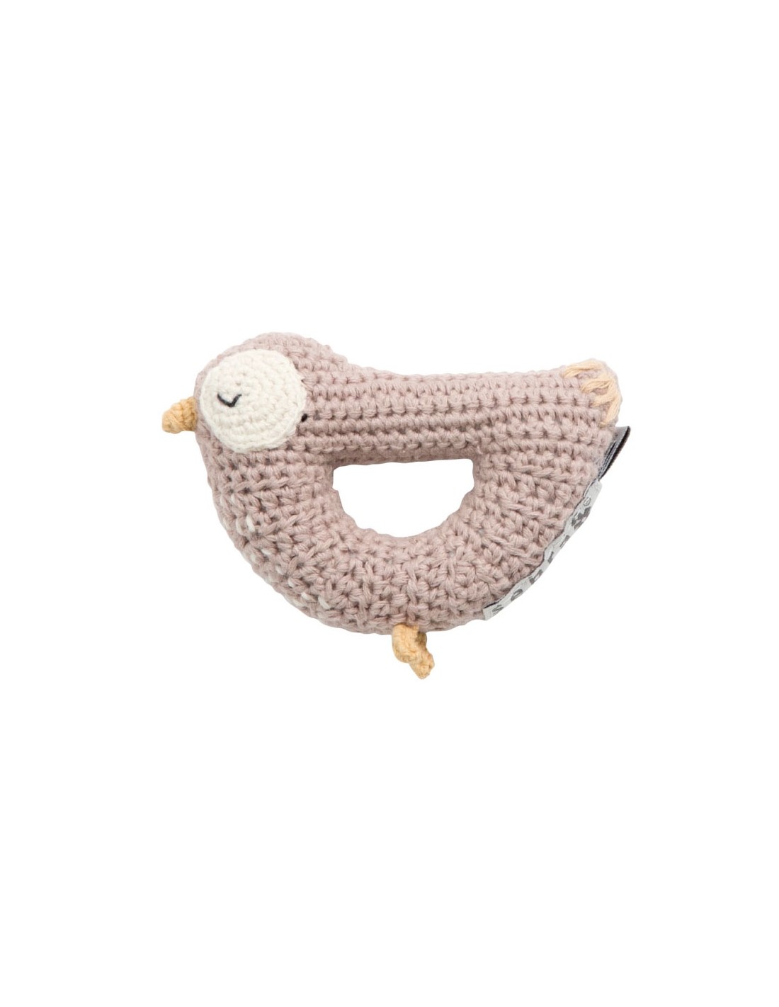 Sebra Hochet En Crochet Oiseau Bliss En Coton Bio Rose Poudre