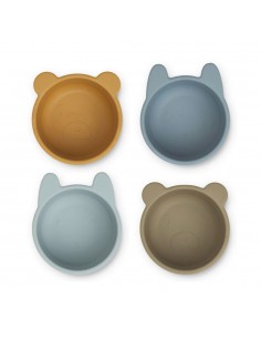 Liewood - Set de 4 bols en silicone Iggy - Golden Caramel & Blue multi mix