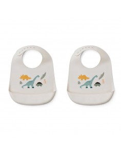 Liewood - Lot de 2 bavoirs Tilda en silicone - Dino dark sandy mix