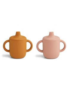 Liewood - Lot de 2 tasses cup silicone Cup Neil Dark rose et Moutarde mix