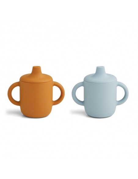 Liewood - Lot de 2 tasses cup silicone Cup Neil Moutarde et Blue mix