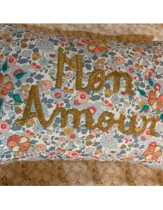 CSAO - Coussin "Mon Amour" Or fleurs