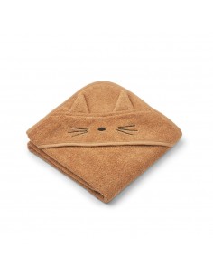 Liewood - Cape de Bain Albert hooded baby towel Cat/almond