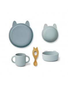 Liewood - Coffret repas en silicone Vivi Rabbit Blue Multi Mix