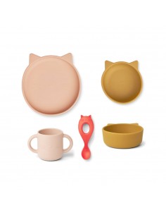 Liewood - Coffret repas en silicone Vivi Cat Rose Multi Mix