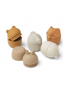 Liewood - Lot de 5 jouets de bain Gaby - Almond multi mix