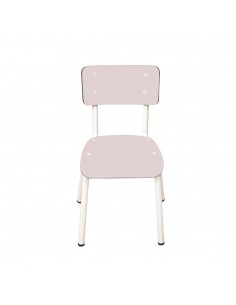 Les Gambettes - Chaise d’écolier Enfant Little Suzie – uni Rose Poudré Pieds Blancs