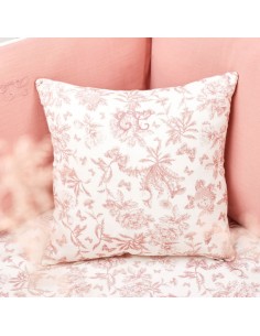 Tartine et Chocolat - Coussin réversible - Toile de Jouy rose