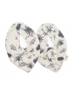 Milinane - Lot de 2 bavoirs bandanas Dino baby T-rex - MAËL