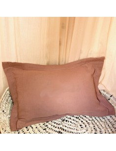 Oh la la - Coussin double gaze vieux rose