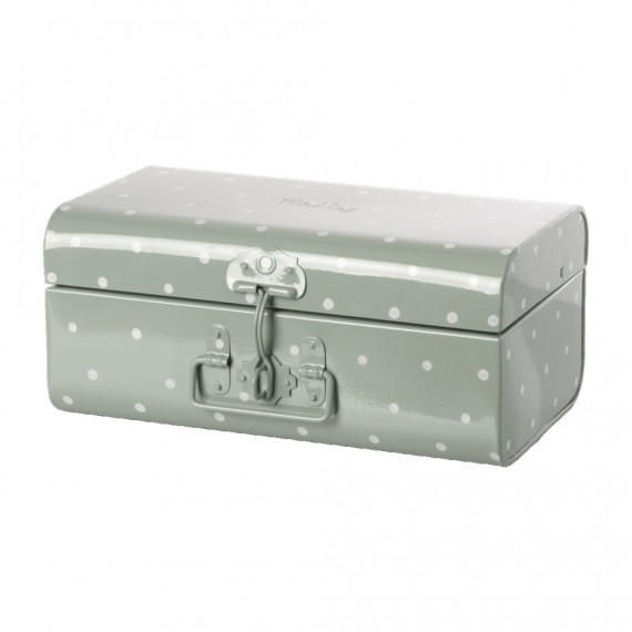 Maileg - Valise storage suitcase small dusty green with dots