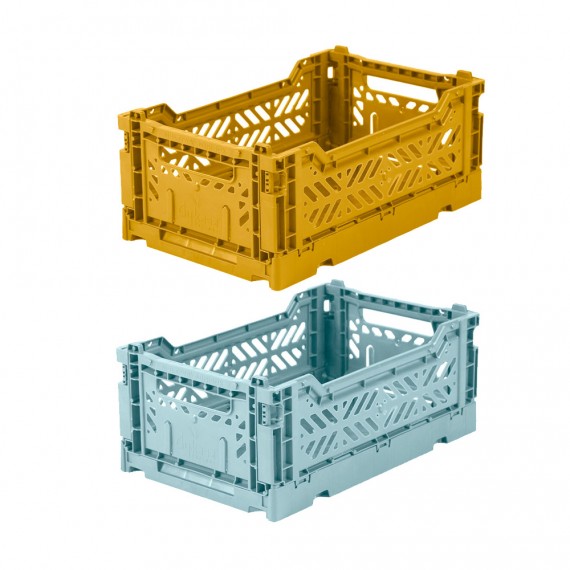 Aykasa - Lot 2 cagettes pliable Teal et moutarde - mini