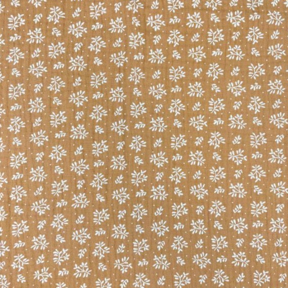 Les Juliettes - Couverture double gaze + polaire Bébé fleur caramel