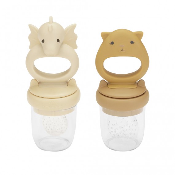 Konges Slojd - Lot de 2 Fruit feeding pacifier limonade / honey mustard