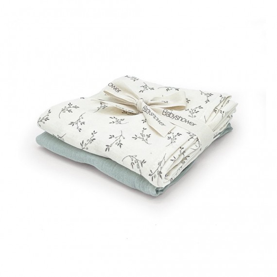 BabyShower - Grand lange set muslin mini&max Olive bloom